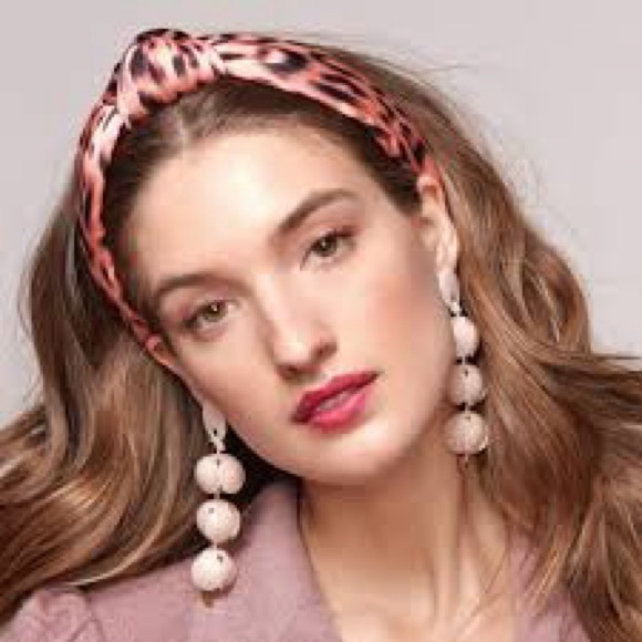 Lele Sadoughi Silk Leopard Knotted Headband (pink)